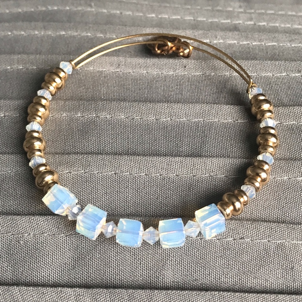 Alex and Ani Translucent Cube and Gold Tone Bracelet